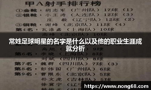 常姓足球明星的名字是什么以及他的职业生涯成就分析